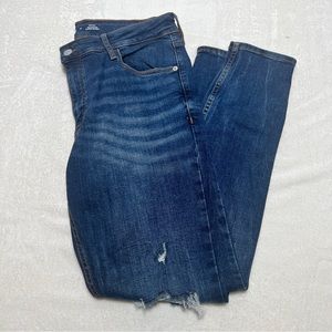 Old Navy Mid- Rise Rockstar Super Skinny Knee Hole Dark Wash Jeans C4